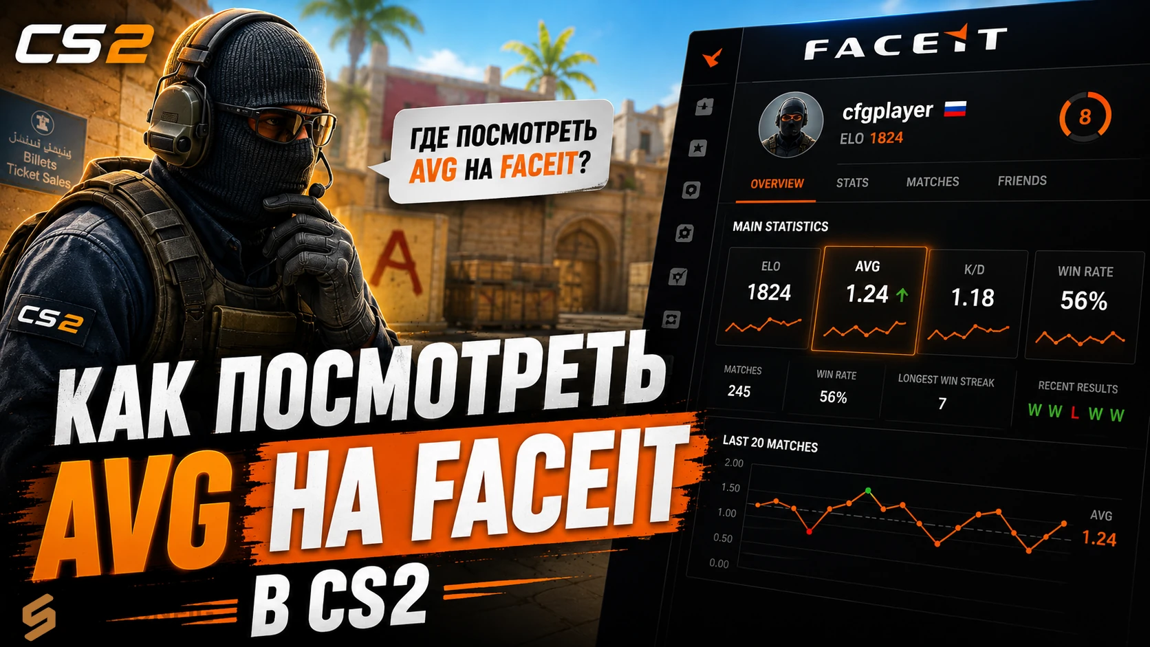 Как посмотреть AVG на FACEIT в CS2