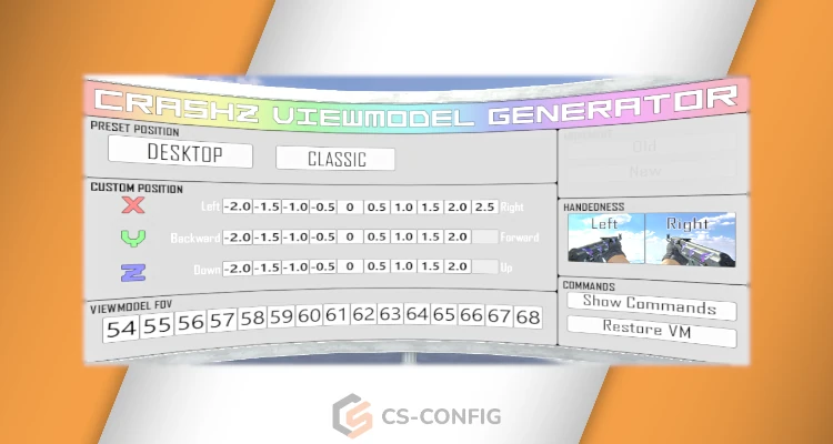 crashz Viewmodel Generator CS2 - меню настроек