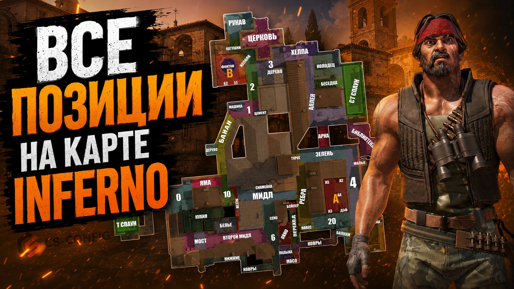 Все позиции на карте Inferno в CS2