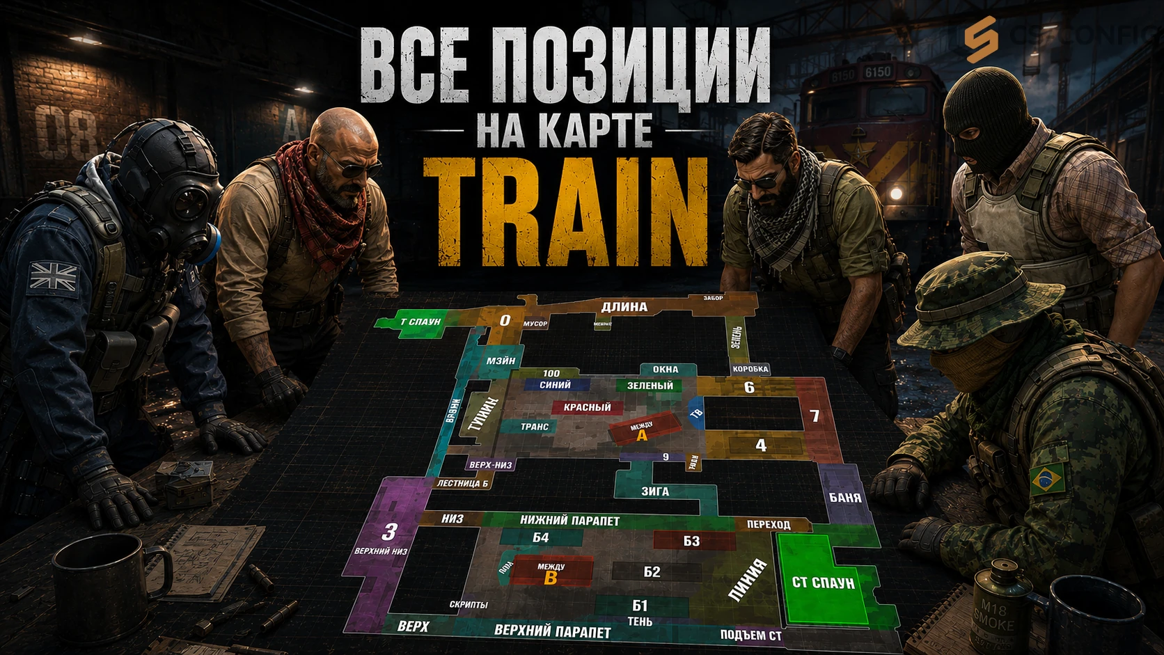 Все позиции на карте Train в CS2