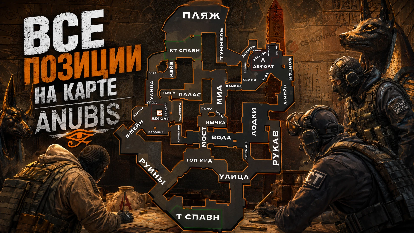 Все позиции на карте Anubis в CS2