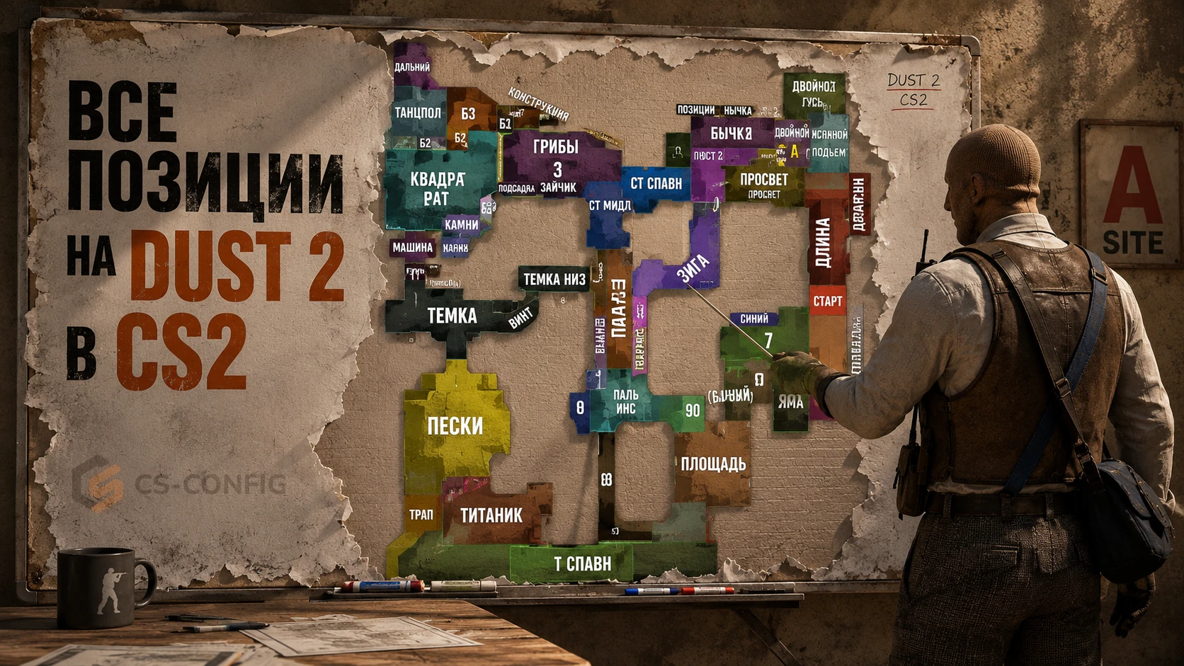 Все позиции на карте Dust 2 в CS2