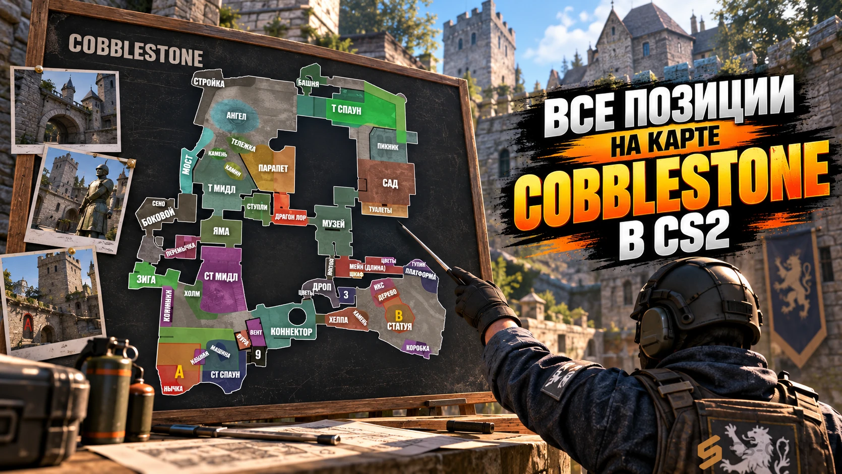 Все позиции на карте Сobblestone в CS2